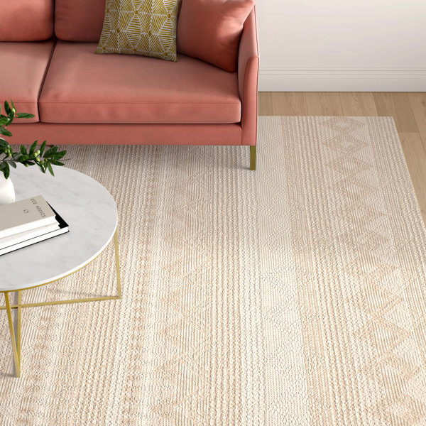 Joss & Main Billie Geometric Handmade Flatweave Beige/Ivory Area Rug
